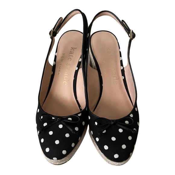 Kate Spade  Wedge Heel Slingback Espadrilles Panama Nights polka dot - Picture 4 of 8